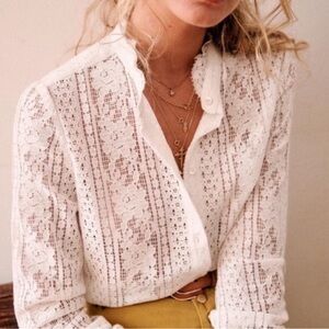 Sezane Cuzco lace blouse Ecru size 38